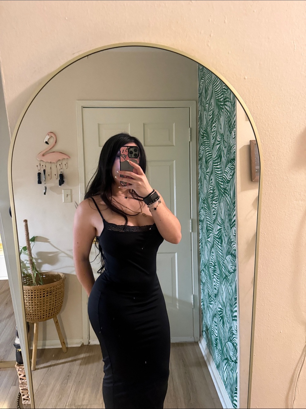 PrettyLittleThing Black Lace Trim Midi Slip Dress